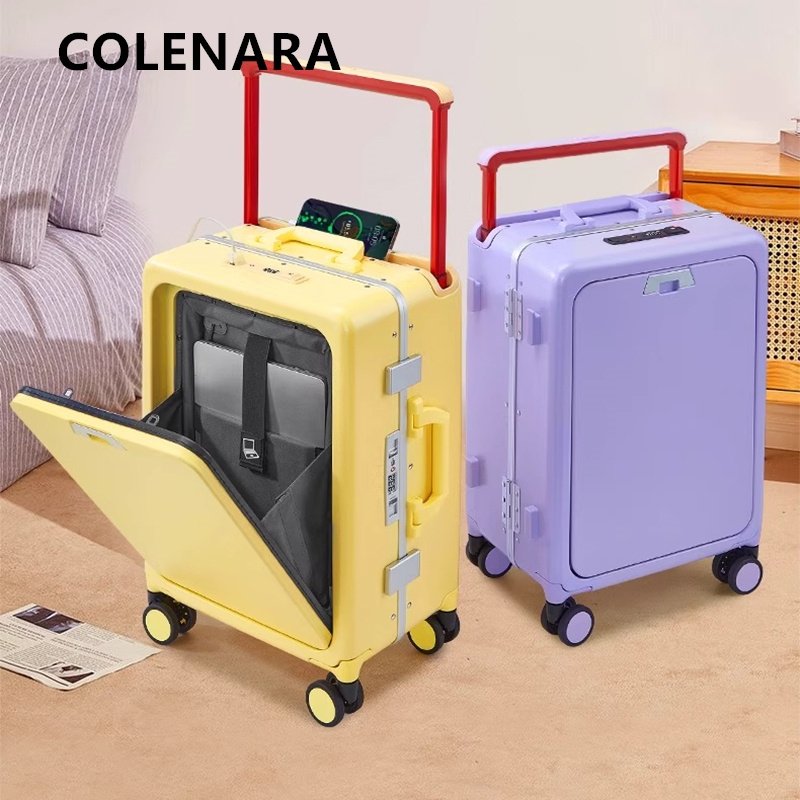 Front Opening Laptop Luggage 24 Inch - COLENARA Rolbagage met vooropening, laptopkoffer, 24