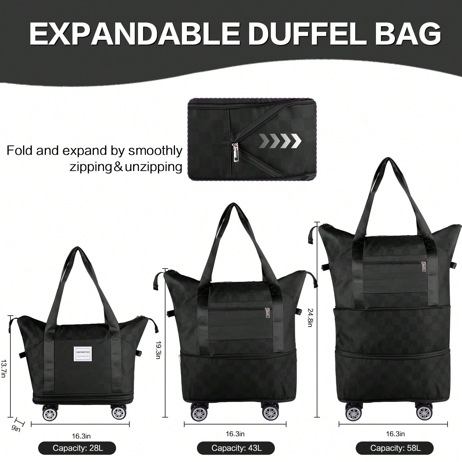 Uitbreidbare reistas met wiele - Foldable Rolling Luggage Bag recensie en prijs